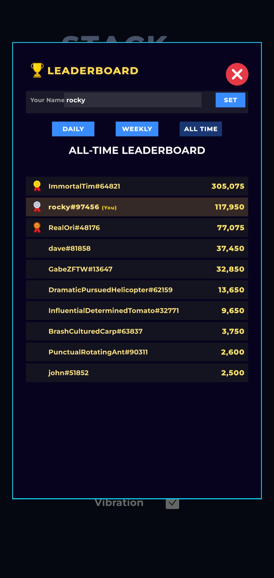 Stack Surge: Leaderboard